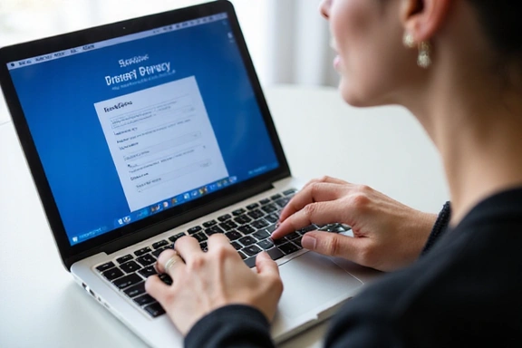 Žena vyplňující online formulář